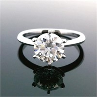 14ct W/G 2.00ct Moissanite solitaire ring, size O/