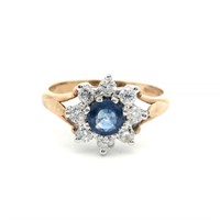 9ct Y/G sapphire & Dia ring