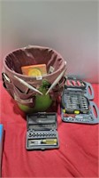 Bucket of tools and craftsman socket set