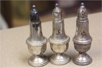 Lot of 3 Sterling Silver Salt  and Pepper Shakers