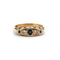 18ct Y/G Sapphire & Dia ring