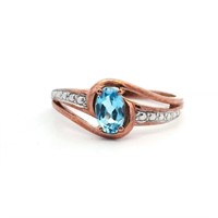 9ct RG blue topaz and diamond ring