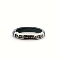 Black ceramic, silver and  diamond ring