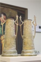 Art Nuveau pair of copper urns