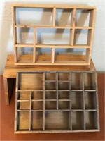 Lot Of 2 Wooden Letterpress Tray Shadowboxes