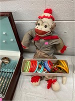 Sock Monkey  Doll and Bracelets