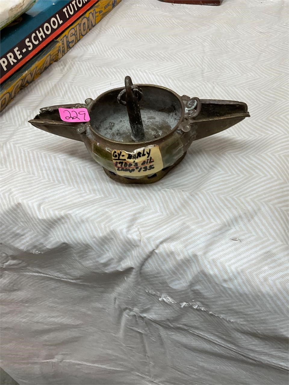 1700's? Antique Brass Oil Lamp
