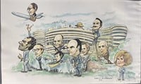 Watergate Caricature Drawing Signed Fulton 73