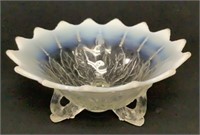 Northwood Opalescent Glass Leaf & Beads Bowl