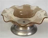 Vintage Jeanette Glass Carnival Glass Bowl On