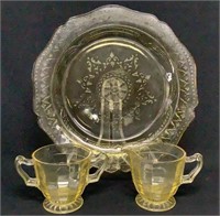 Vintage Yellow Depression Glass Platter Cream &