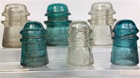 Antique Clear & Blue Hemingray Glass Insulators