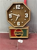 Vtg Pepsi Clock, Keeps Time