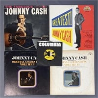 4 Johnny Cash Vinyl LPs & 1 45 Single