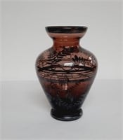 Italian Amethyst Glass Vase with Silver Overlay