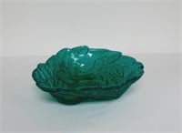 Green Leaf and Berries Glass Dish