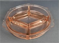 Vintage Pink Depression Glass Divided Dish