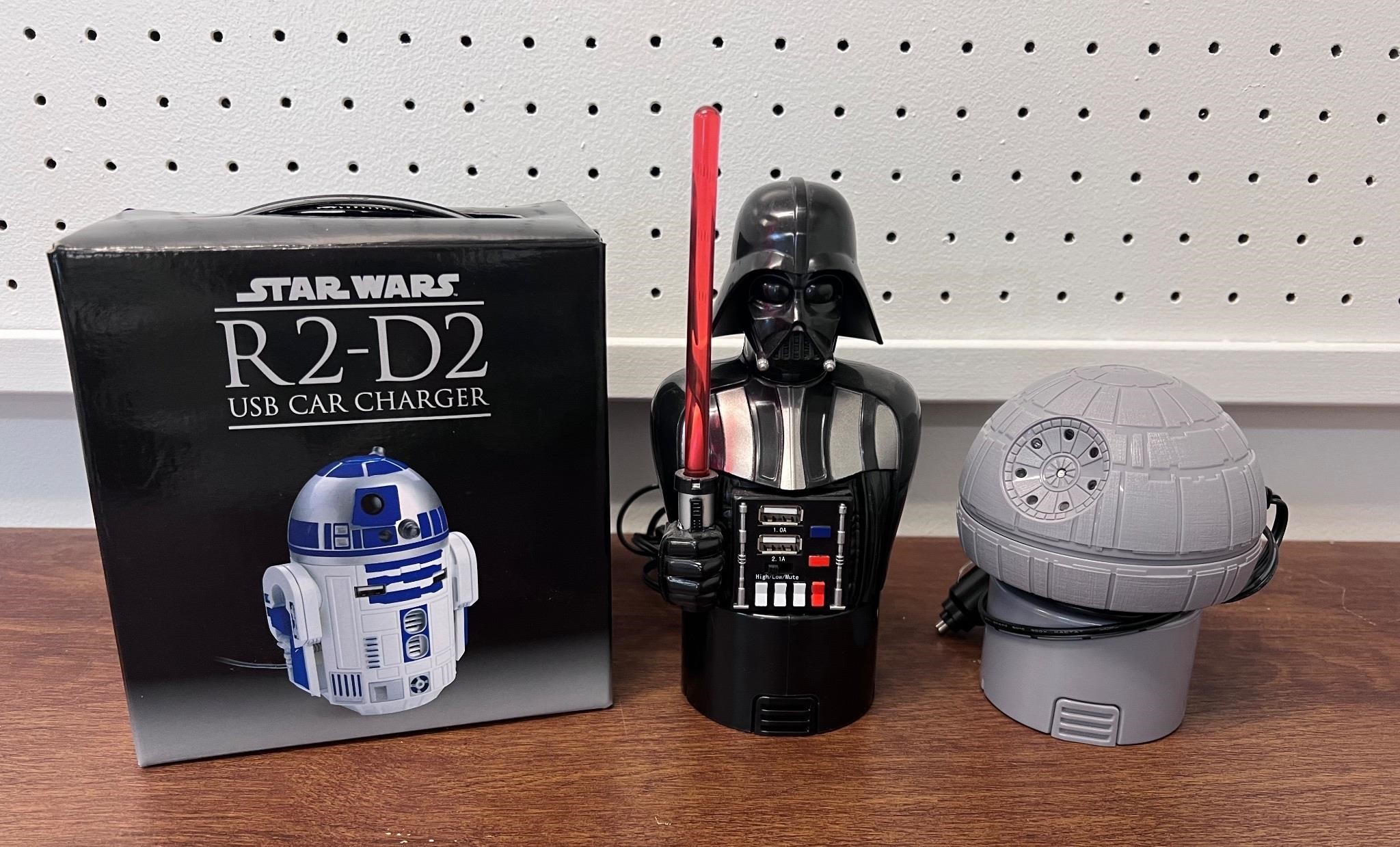 Lot of 3 Star Wars USB car cupholder chargers
