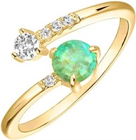 4k Yellow Gold-plated Adjustable Green Opal Ring