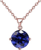 18k Gold-pl. Round 1.00ct Blue Sapphire Necklace