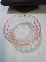 Pink cubist glass bowl 6 inch opening