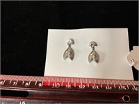 Silver & Rhinestone Wish Bone Earrings