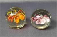 Set of Beautiful Flower Glass Paperweights