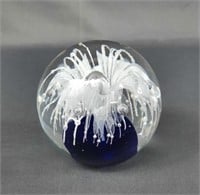 Cobalt Blue and White Fountain Paperweight