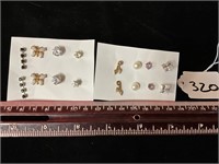 8 Pair Opal, CZ, Rhinestone Earrings