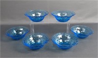 Set of 6 Blue Glass Bowls