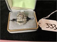 14K White Gold Cluster Diamond Ring Size 7