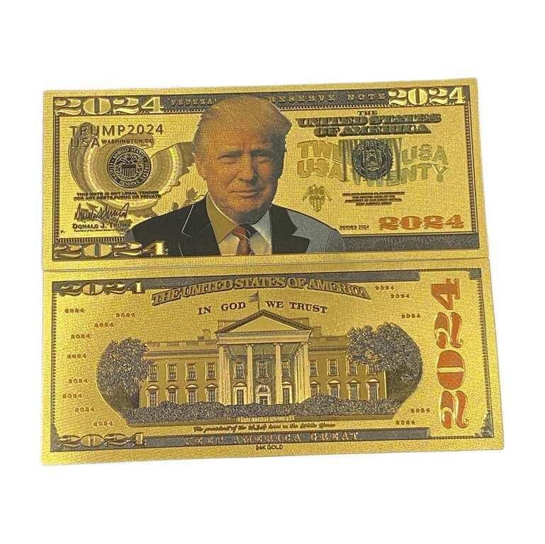 24k Gold Plated Donald Trump 2024 Banknote