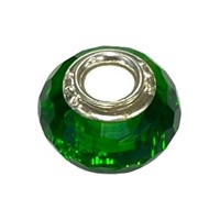 Sterling Silver Green Glass Bead Charm