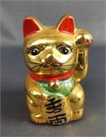 Gold Glitter Small Lucky Cat Statue Bank