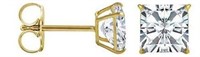 14k Gold Princess 6.02ct White Topaz Stud Earrings