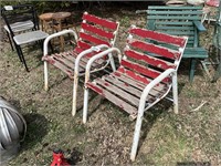 2 Wood Slat Out Door Chairs