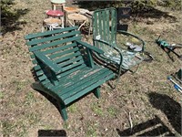 Pair Green Outdoor Chairs