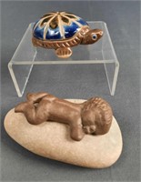 Ceramic Turtle Figurine and Decorative Baby