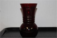An Anchor-Hocking Ruby Red Glass Vase