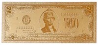 24k Plated $2 Bill Novelty Banknote