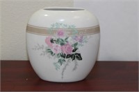 A Ceramic Flat Floral Vase