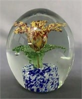 Vintage Glass Paperweight with 3 Tier Flower