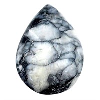 Natural Pear 17.35ct White Pinolith Cabochon