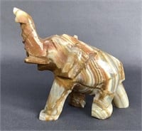 Vintage Hand Carved Stone Elephant Figurine