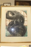 Framed Nude Lithograph by Lehman