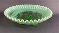Jefferson Glass Ruffles & Rings Green Opalescent