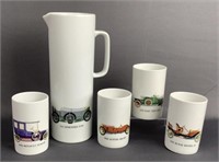 Johann Haviland Porcelain Pitcher & 4 Cups