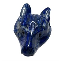 Natural Lapis Lazuli Wolf Carved Pendant Gemstone