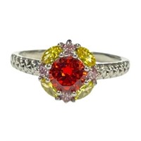 Pretty 0.17ct Multi-color Gemstone Halo Ring