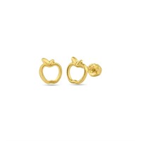 14k Gold Open Apple Screw Back Stud Earrings